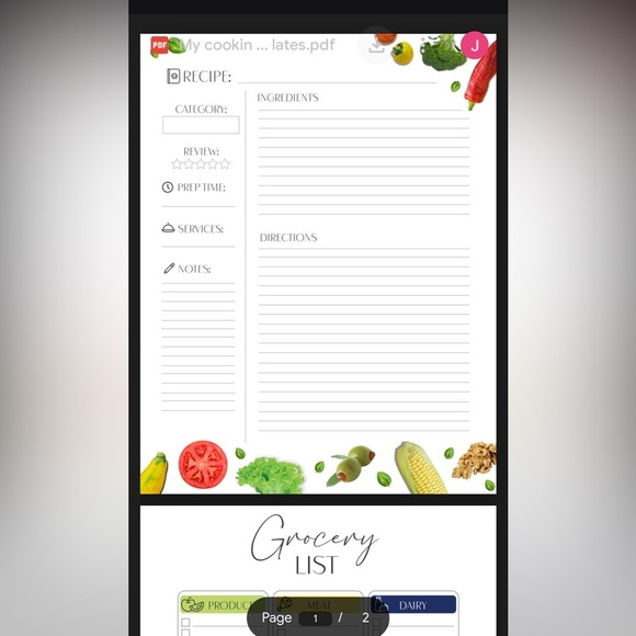 Recipe book with page protectors, dividers, and labels. New in box 11 x 11.5” - Picture 7 of 7